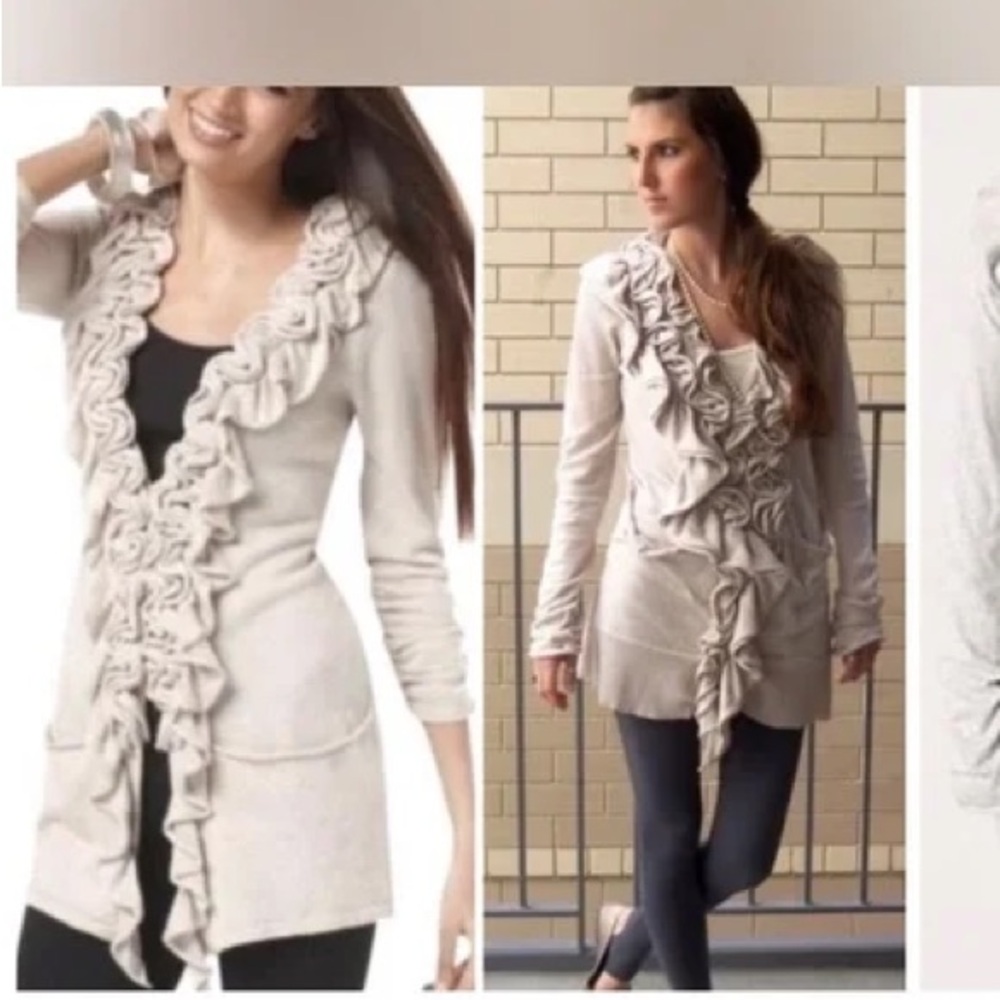 Moth Anthropologie Ruffle‎ Front Cardigan Jacket XS